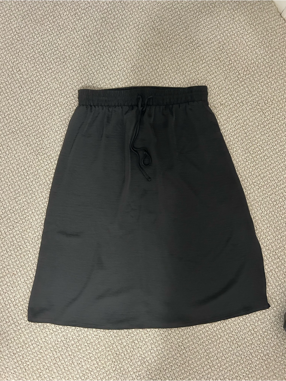 Black Drawstring Waist Women's satin Skirt
